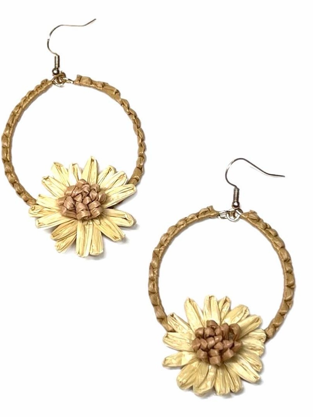 🍒3/$30 New Raffia Wrapped Hoops with Flowers